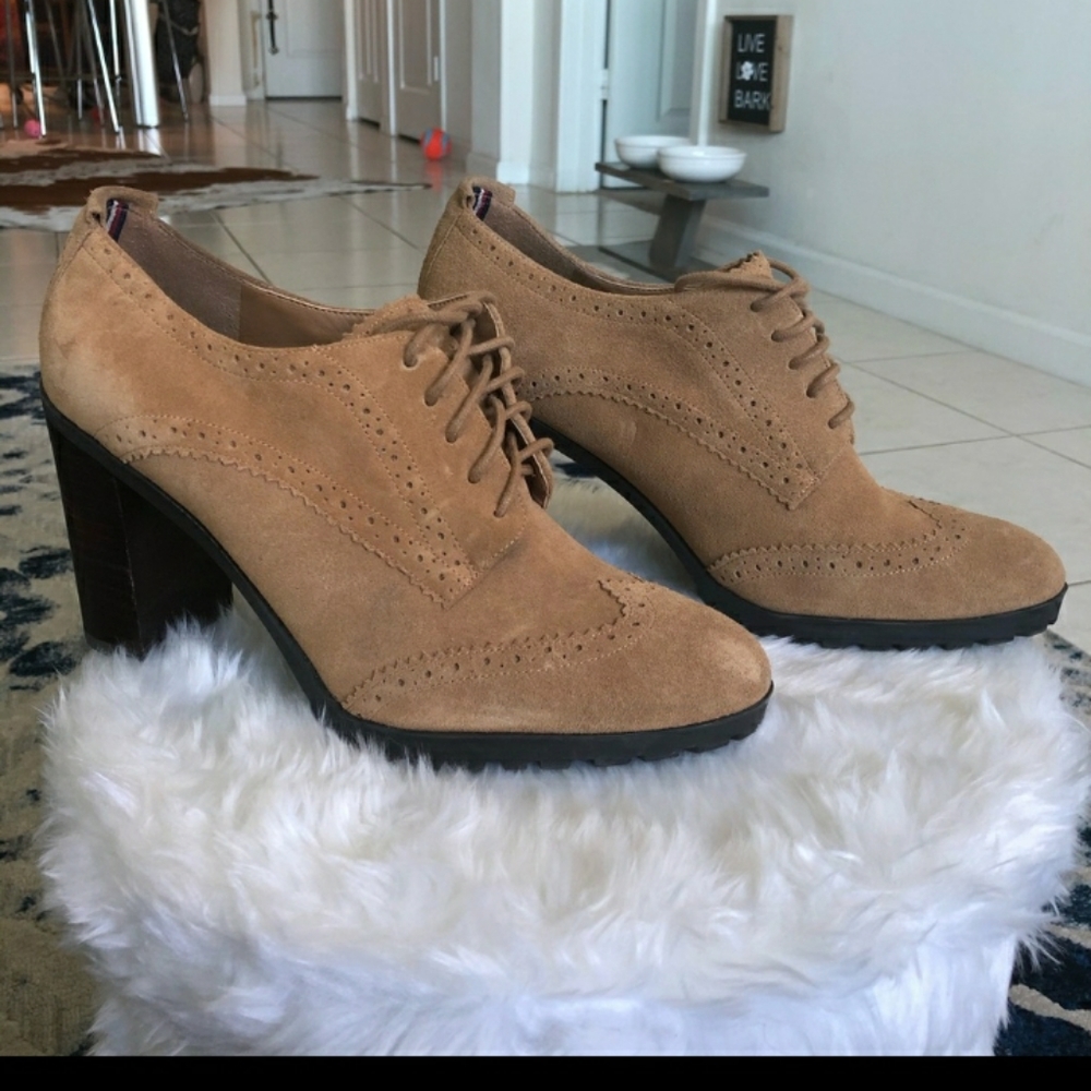 🎄TOMMY TIE UP HEEELED SUEDE OXFORDS